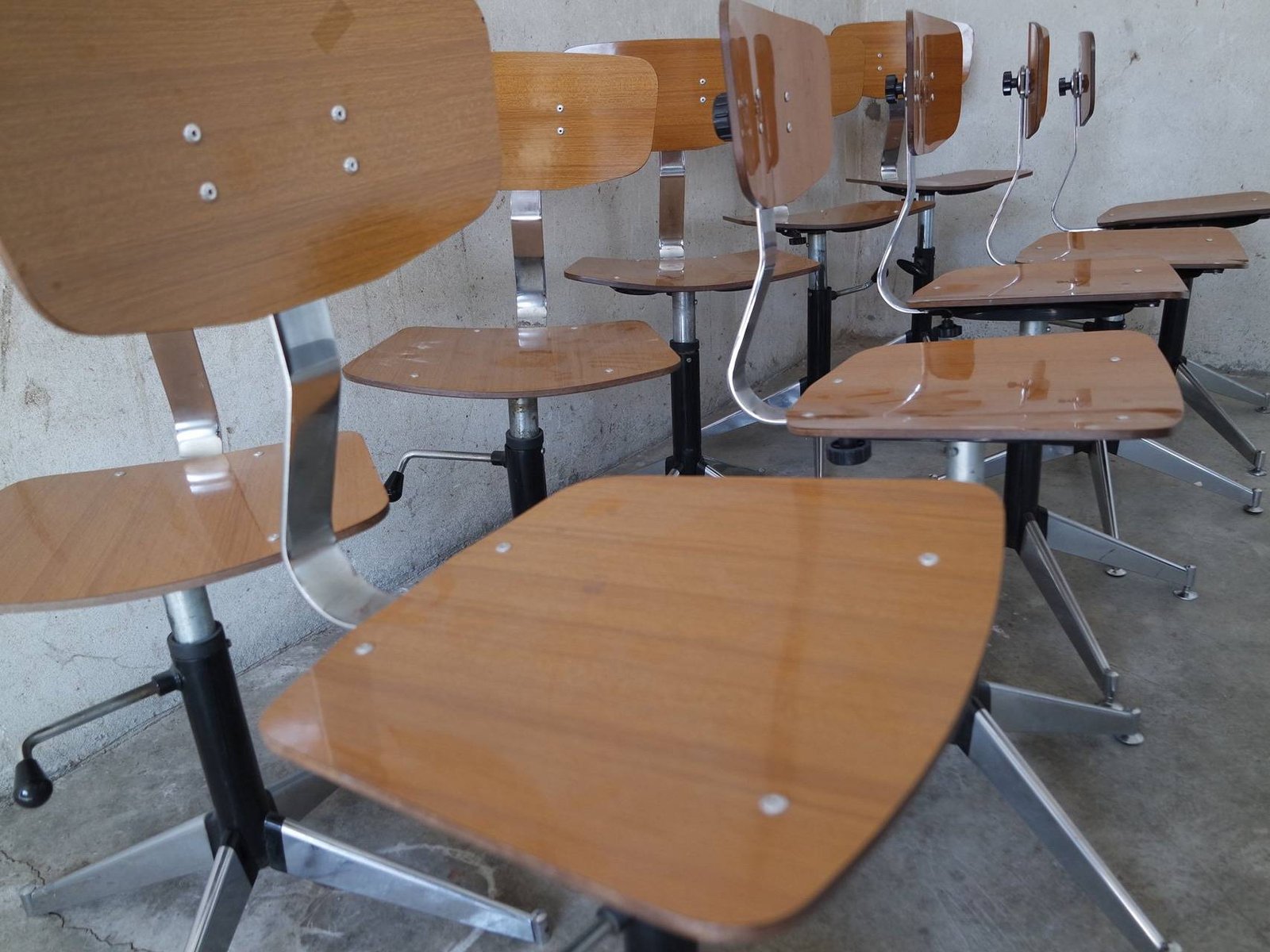 Swivel Formica Industrial Stools 1960