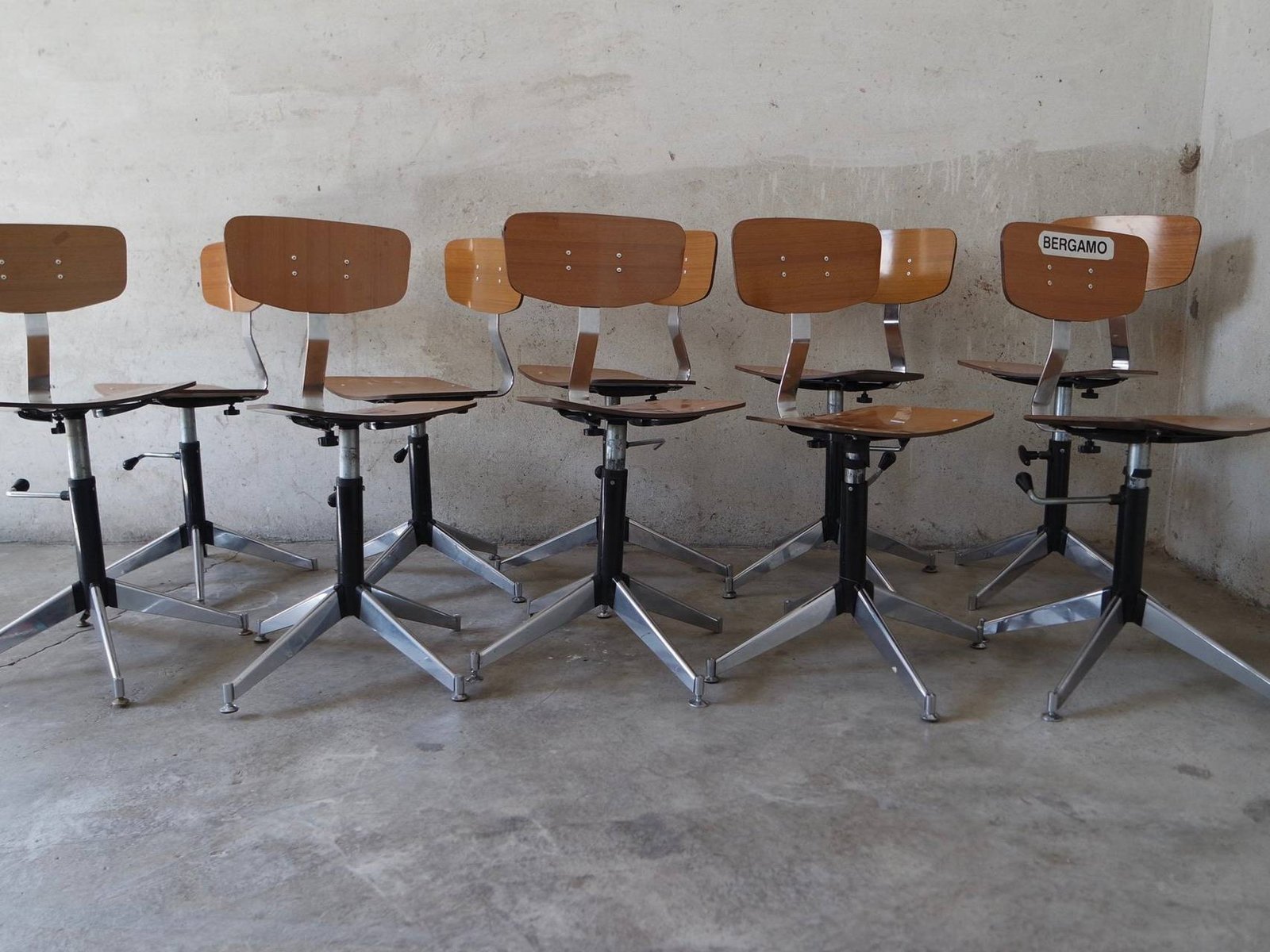 Swivel Formica Industrial Stools 1960