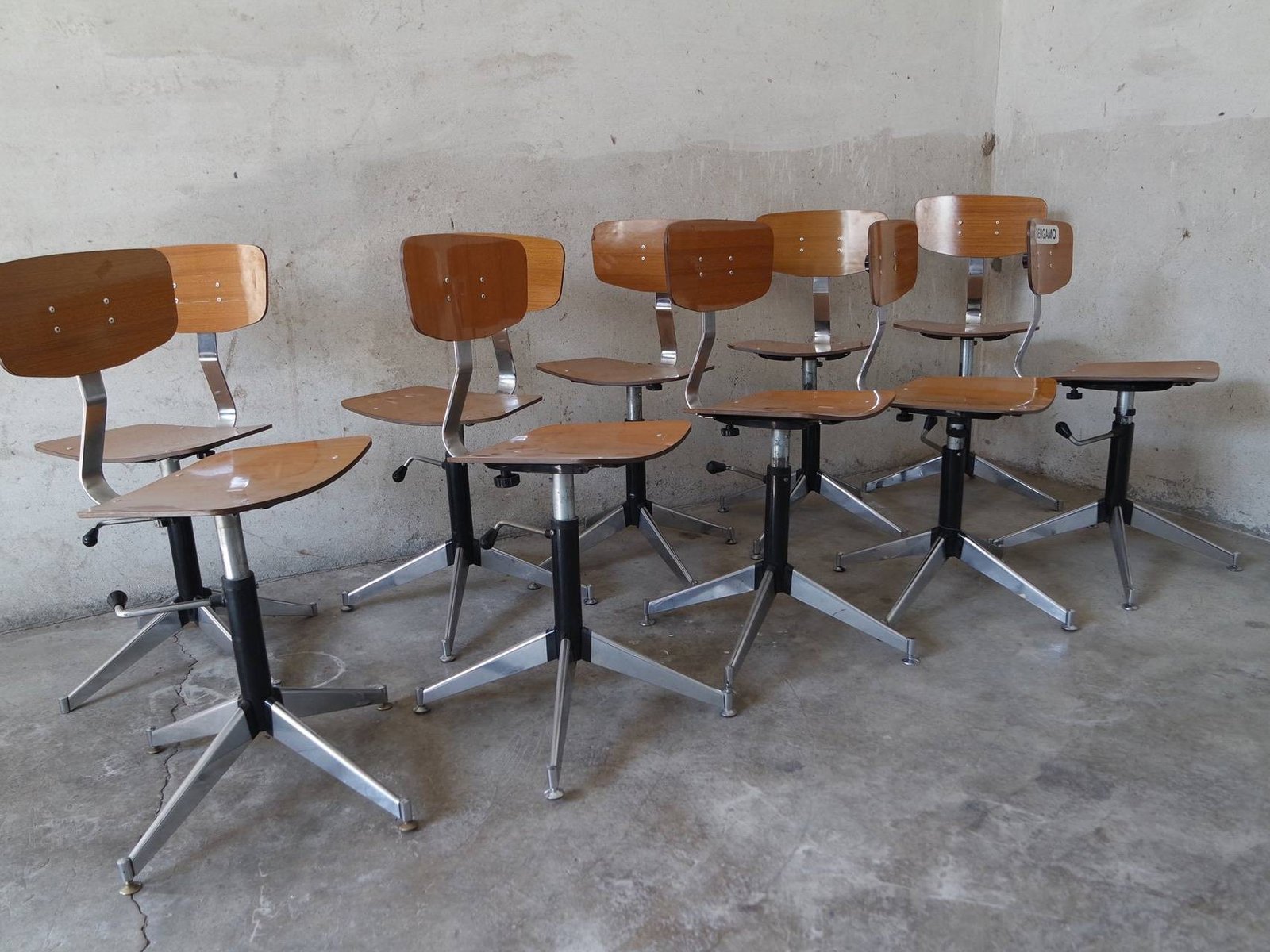 Swivel Formica Industrial Stools 1960