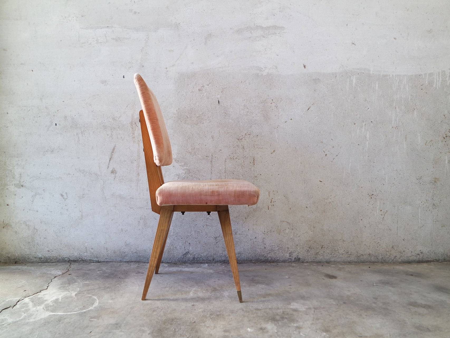 Velvet Wood Armchair 1950