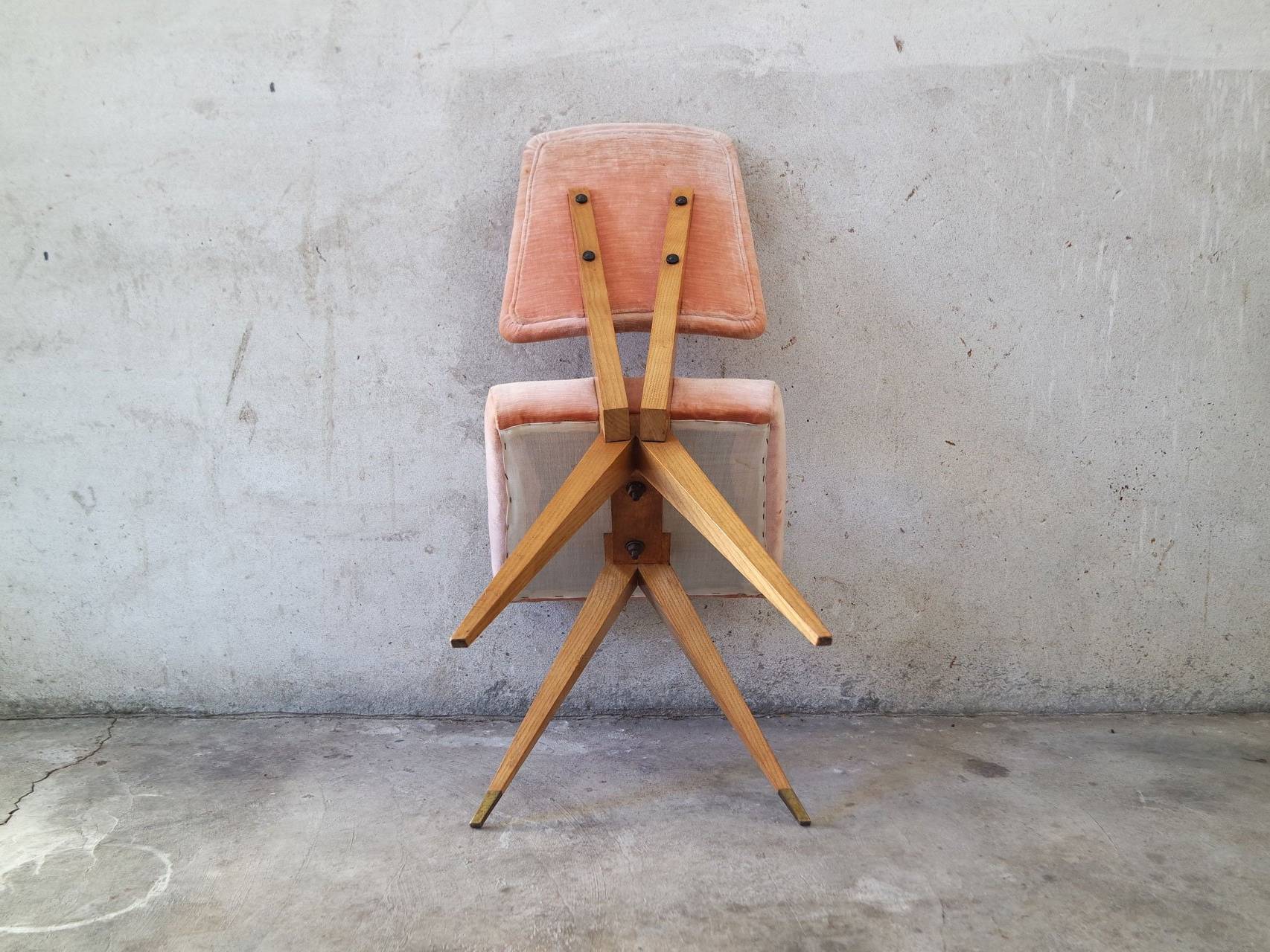 Velvet Wood Armchair 1950