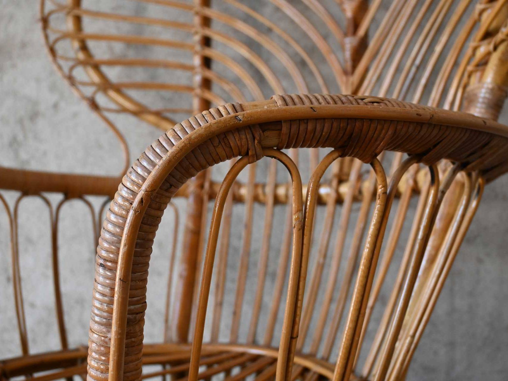 Bamboo and Wicker Armchair 60's 1960
